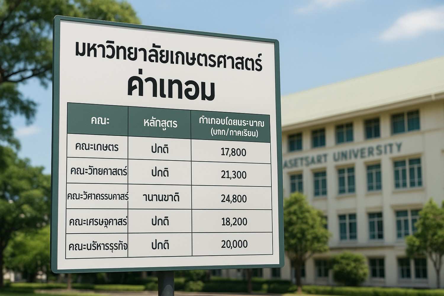 มหาวิทยาลัยเกษตรศาสตร์ ค่าเทอม