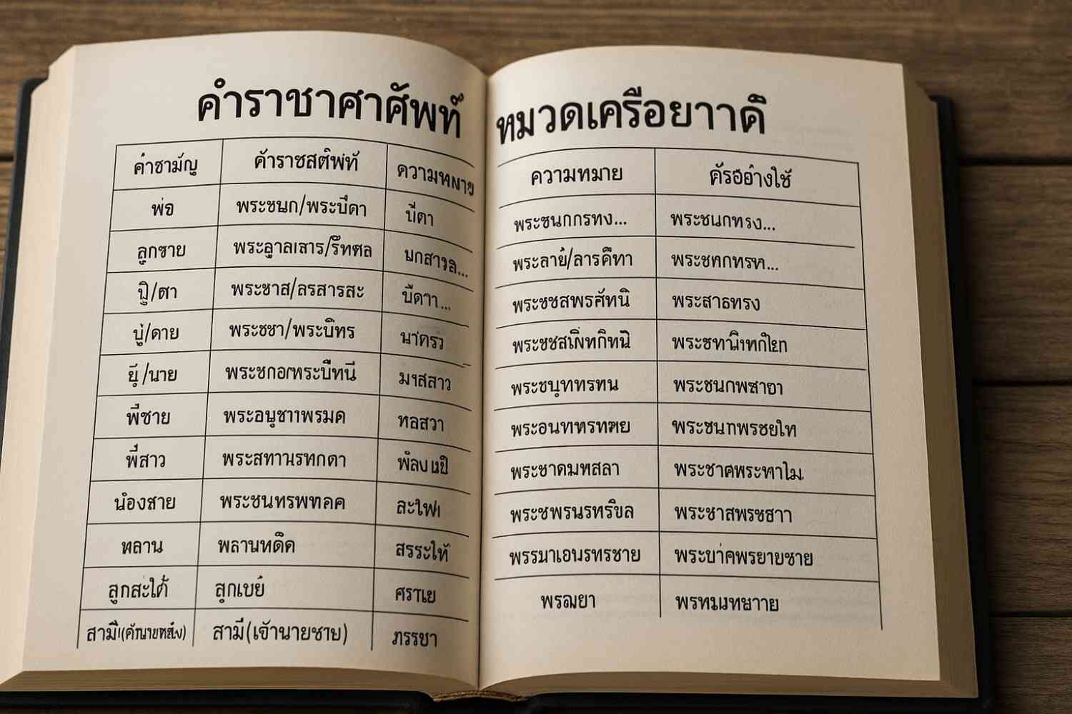 คําราชาศัพท์หมวดเครือญาติ
